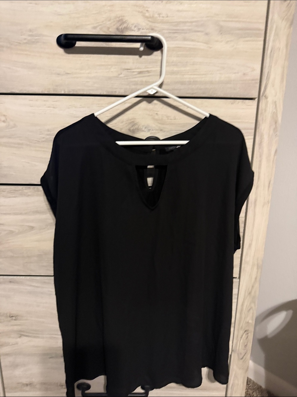 Papermoon Black Short-Sleeve Keyhole Blouse